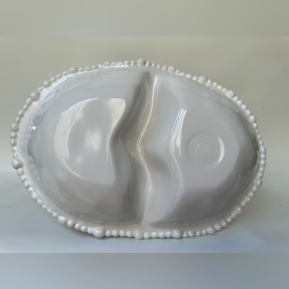 Brand New Home Expressions White Melamine Beaded Divided Serving Bowl - Picture 4 of 4